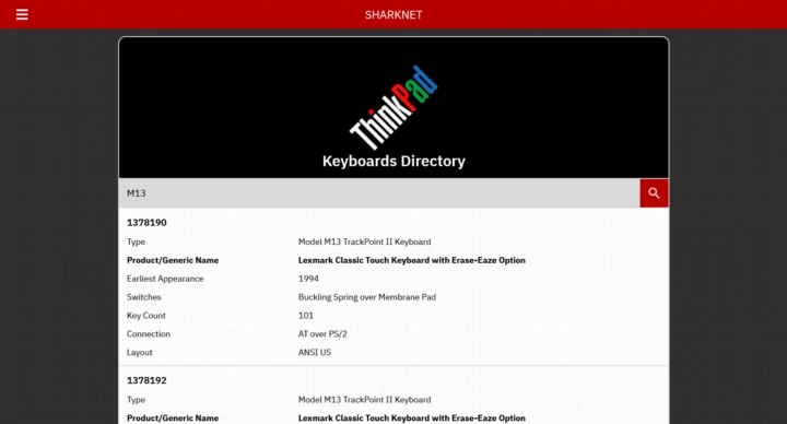 The Keyboard Directory then (now called Keyboard Database), build 18th September 2019