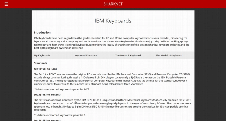 The Keyboards index page (now called Content), build 23rd November 2019