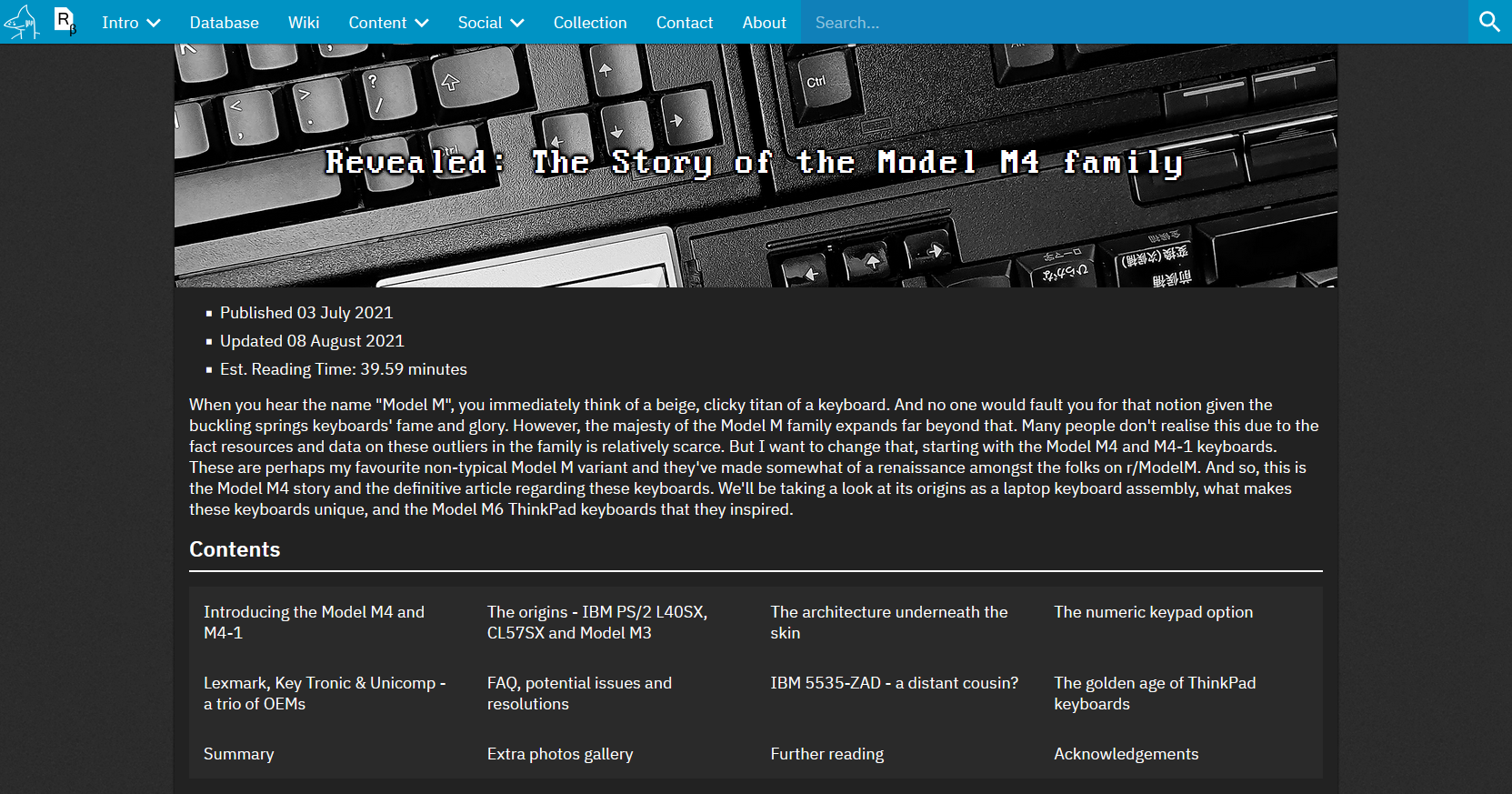 The Model M4 story article in its present revision, build 8th September 2021
