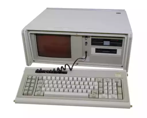 A photo of an IBM 5155 Portable Personal Computer