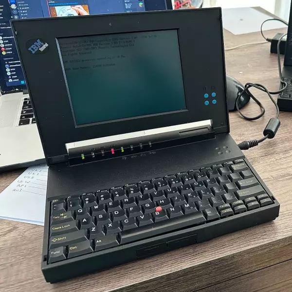 A photo of an IBM ThinkPad 500 subnotebook computer