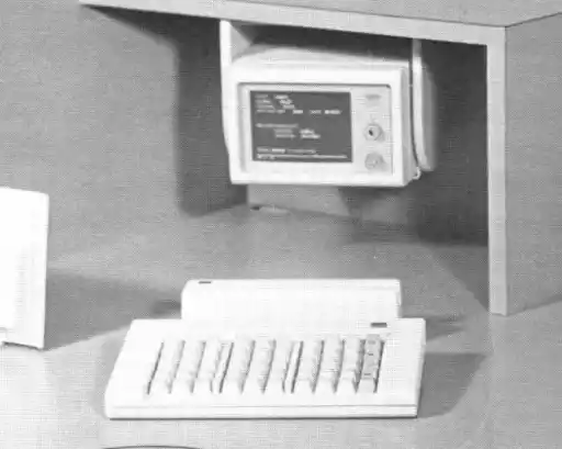 A photo of an IBM 4704 Model 1 Display Station with 5.5" display and Model 100 Function Keyboard