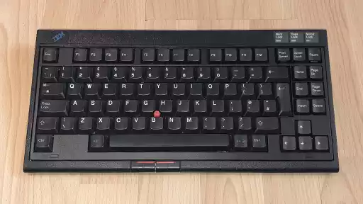 A photo of an IBM ThinkPad Space Saver Keyboard with TrackPoint II